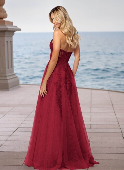 Shiny Halter Lace Illusion Corset A-Line Sweep Train Tulle Prom Dresses