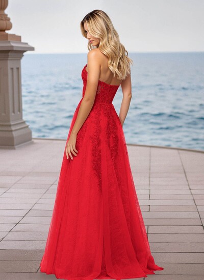 Shiny Halter Lace Illusion Corset A-Line Sweep Train Tulle Prom Dresses