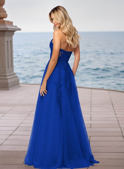 Shiny Halter Lace Illusion Corset A-Line Sweep Train Tulle Prom Dresses