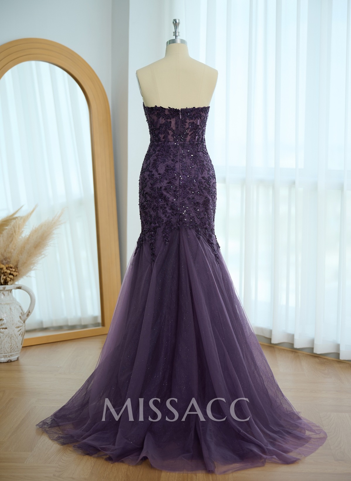 Exquisite Trumpet Sweetheart Sleeveless Lace/Tulle Prom Dresses With Appliques Lace