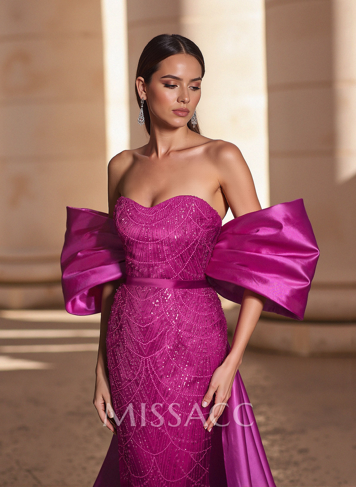 Luxury Sweetheart Off-The-Shoulder Sweep Train Satin/Lace Prom Dresses Luxury Sweetheart Off-The-Shoulder Sweep Train Satin/Lace Prom Dresses