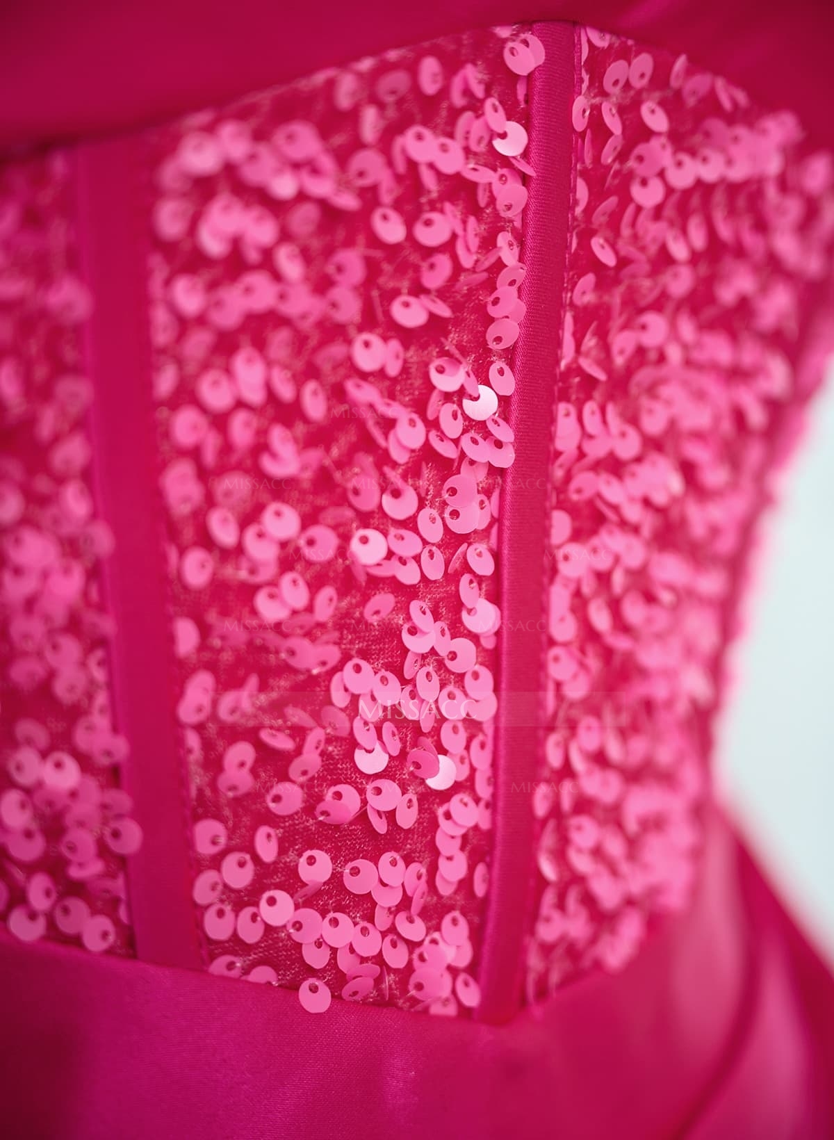 Elegant One-Shoulder Sequins Corset High Split Satin Prom Dresses With Sweeping Side Drape