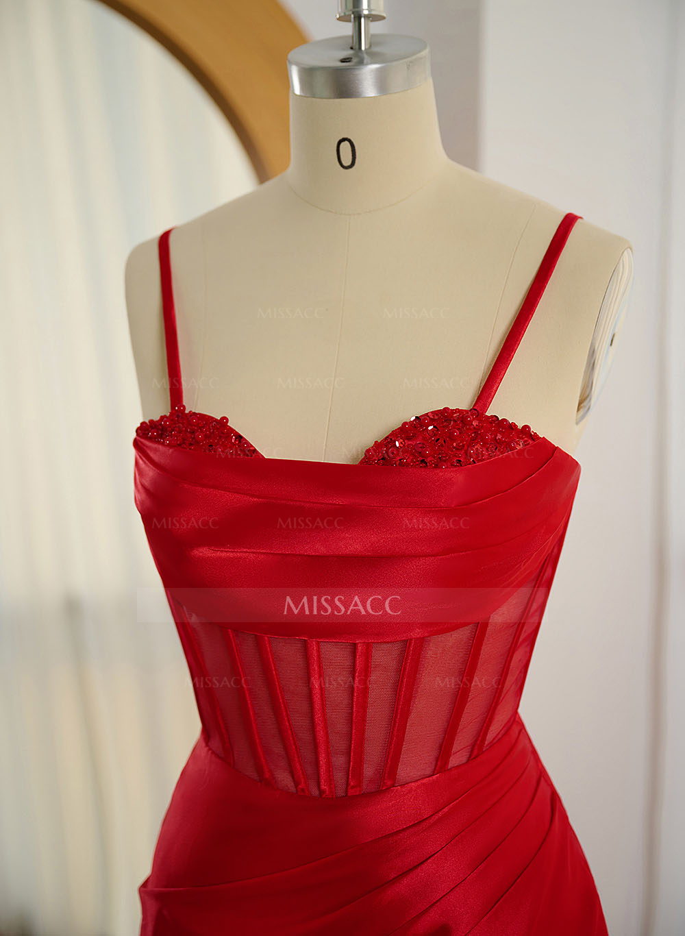 Sexy Sweetheart Sleeveless Silk Like Satin Lace Up Back Prom Dresses With High Split