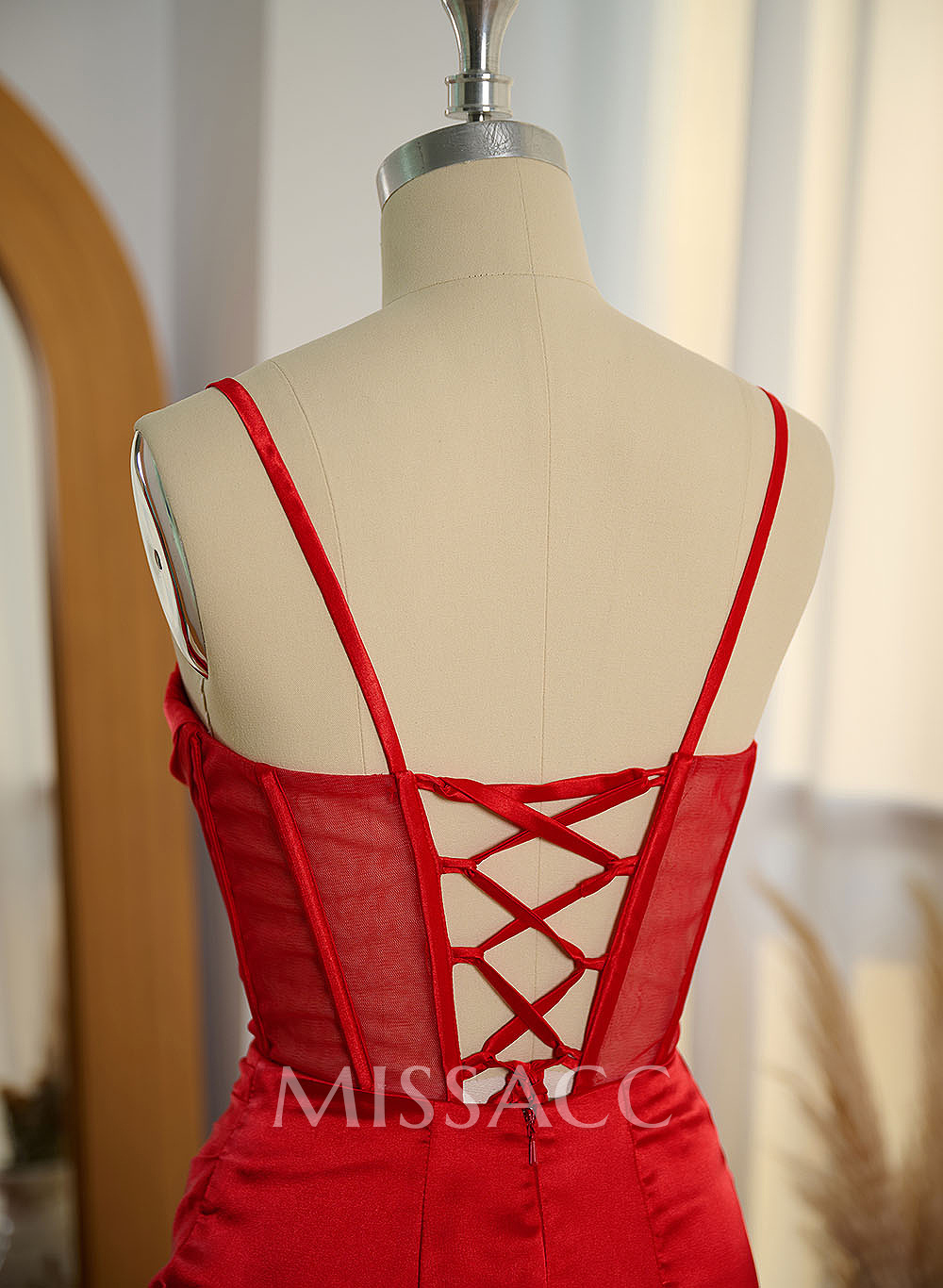 Sexy Sweetheart Sleeveless Silk Like Satin Lace Up Back Prom Dresses With High Split Sexy Sweetheart Sleeveless Silk Like Satin Lace Up Back Prom Dresses With High Split