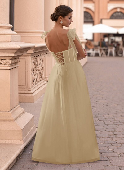 Classic Bow(s) Spaghetti Straps Sweetheart Corset A-Line Tulle Prom Dresses