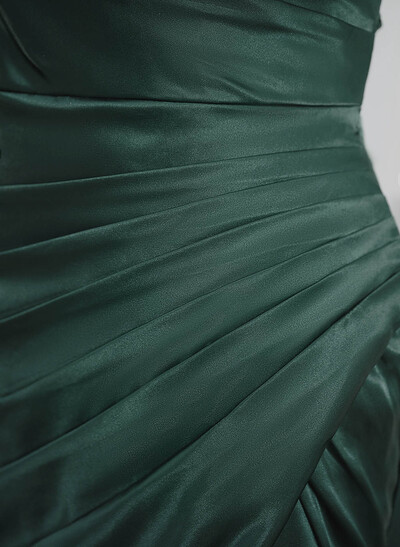 Classic Square Neckline High Split Court Train Silk Like Satin Prom Dresses