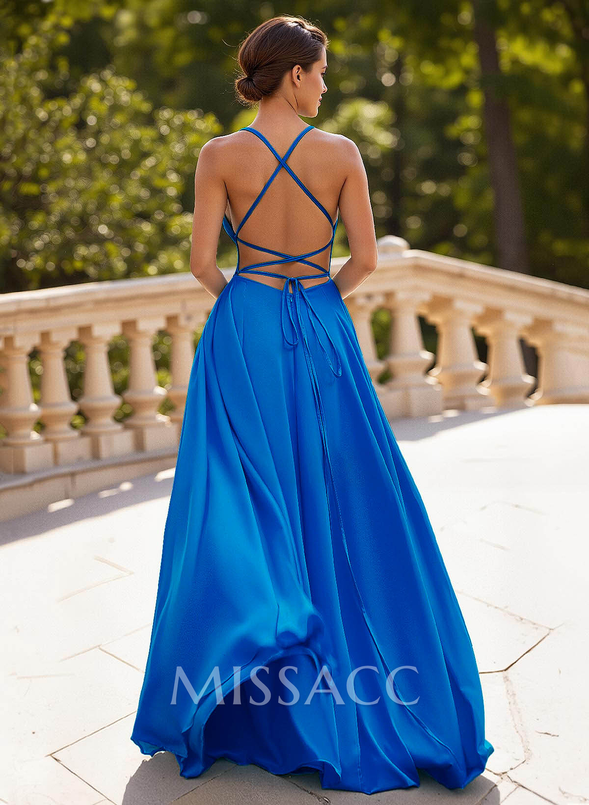 Classic A-Line Spaghetti Straps Stretch Satin Prom Dresses With Lace Up Back Classic A-Line Spaghetti Straps Stretch Satin Prom Dresses With Lace Up Back