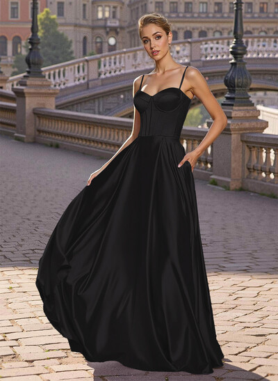 Elegant A-Line Sweetheart Matte Satin Prom Dresses With Slit/No Slit