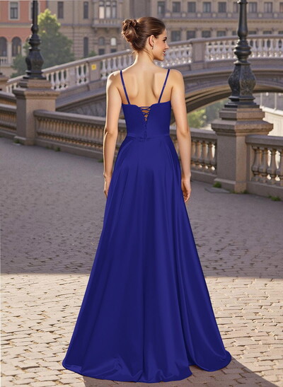 Elegant A-Line Sweetheart Matte Satin Prom Dresses With Slit/No Slit