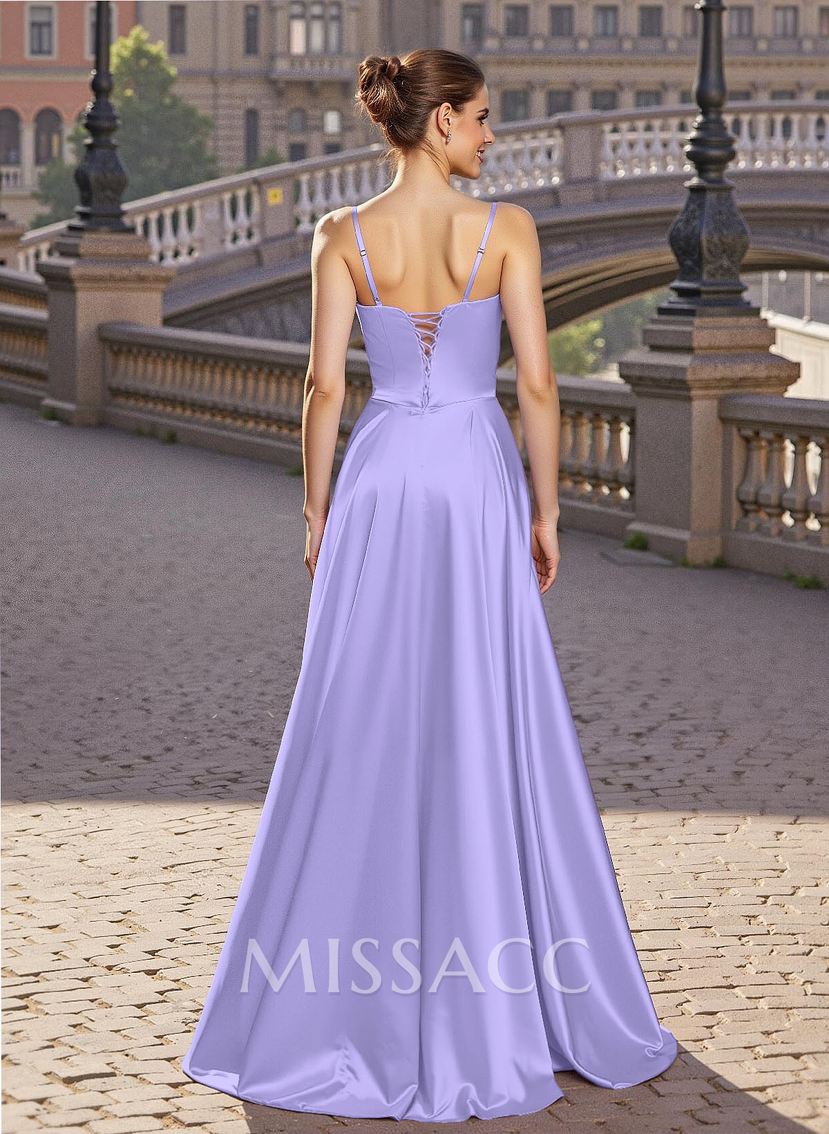 Elegant A-Line Sweetheart Matte Satin Prom Dresses With Slit/No Slit