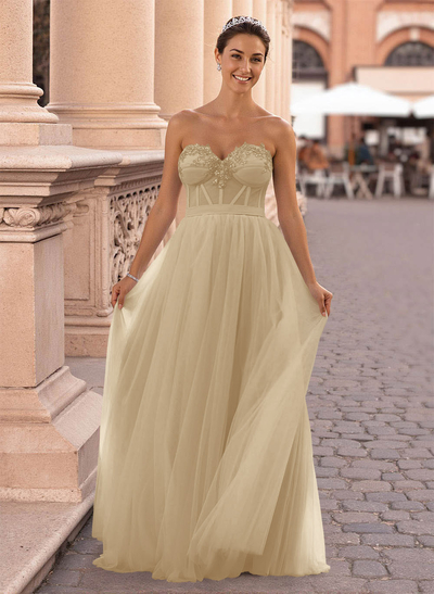 Dreamy Lace Sweetheart Illusion Corset A-Line Floor-Length Tulle Prom Dresses