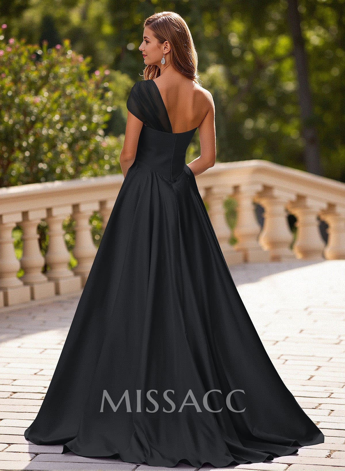 Whimsical A-Line One-Shoulder Satin Prom Dresses