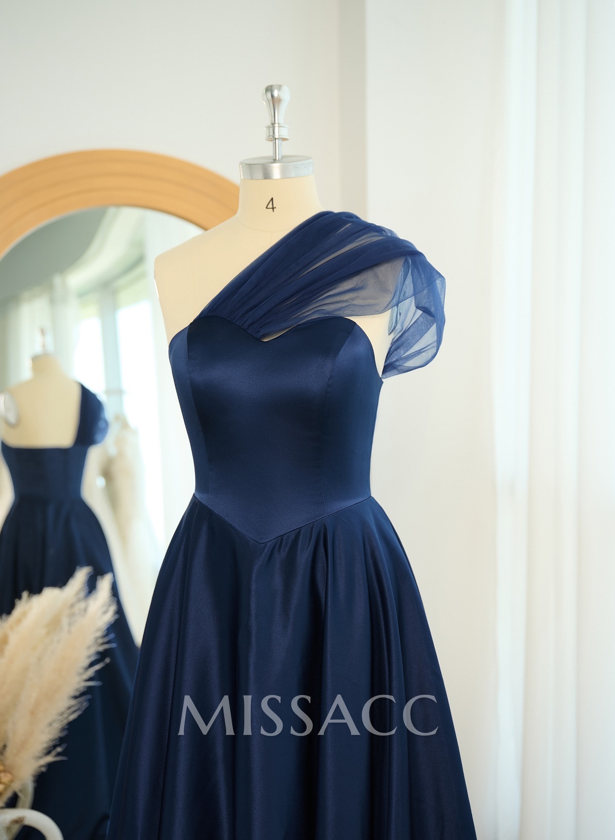 Whimsical A-Line One-Shoulder Satin Prom Dresses Whimsical A-Line One-Shoulder Satin Prom Dresses