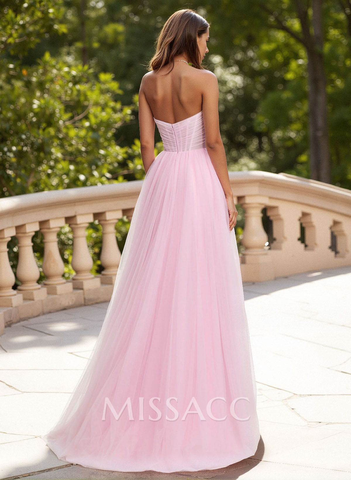 Dreamy Sweetheart Ruched Illusion Corset A-Line Sweep Train Tulle Prom Dresses Dreamy Sweetheart Ruched Illusion Corset A-Line Sweep Train Tulle Prom Dresses