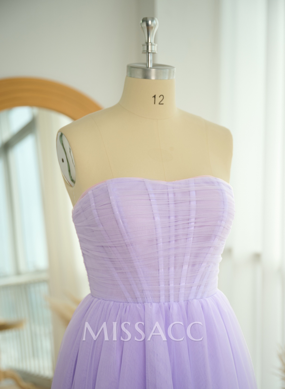 Dreamy Sweetheart Ruched Illusion Corset A-Line Sweep Train Tulle Prom Dresses