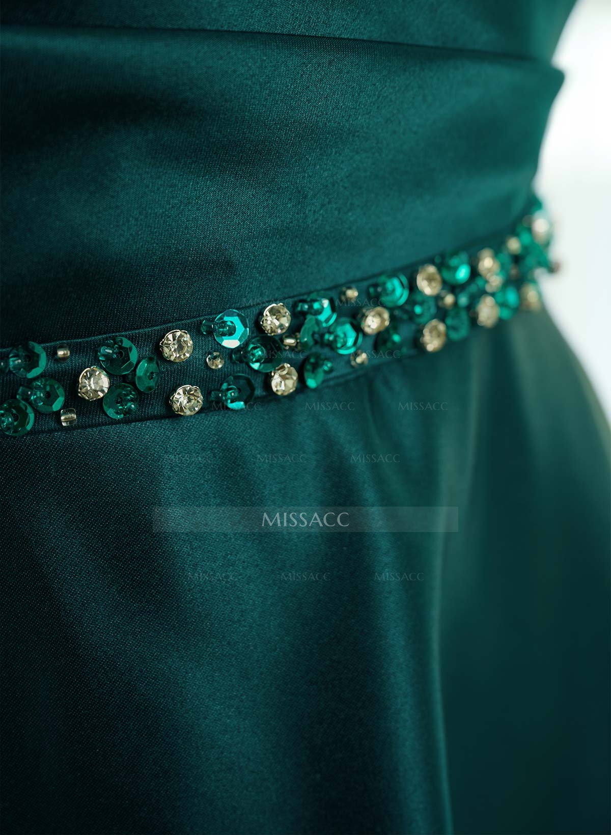 Elegant Sweetheart A-Line Sweep Train Satin Prom Dresses With Sequins