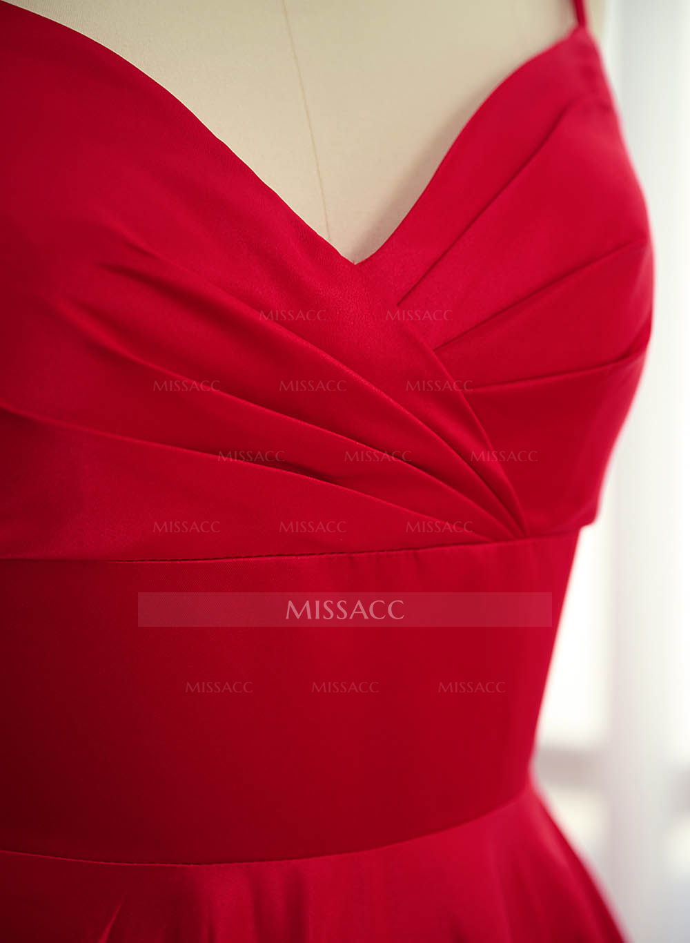 Unique V-Neck A-Line Sweep Train Satin Prom Dresses With Bow(s)