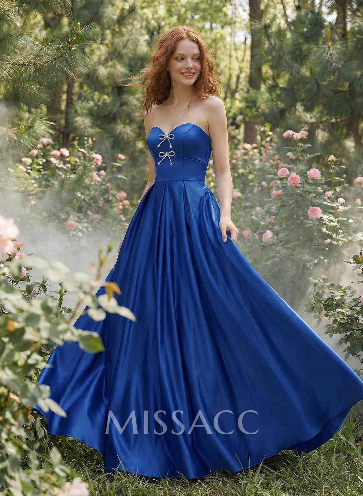 Elegant Sweetheart A-Line Floor-Length Satin Prom Dresses With Bow(s) Elegant Sweetheart A-Line Floor-Length Satin Prom Dresses With Bow(s)