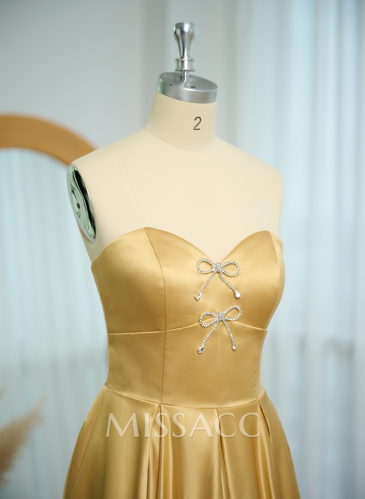 Elegant Sweetheart A-Line Floor-Length Satin Prom Dresses With Bow(s) Elegant Sweetheart A-Line Floor-Length Satin Prom Dresses With Bow(s)