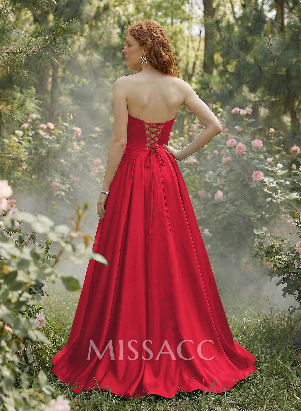 Elegant Sweetheart A-Line Floor-Length Satin Prom Dresses With Bow(s)