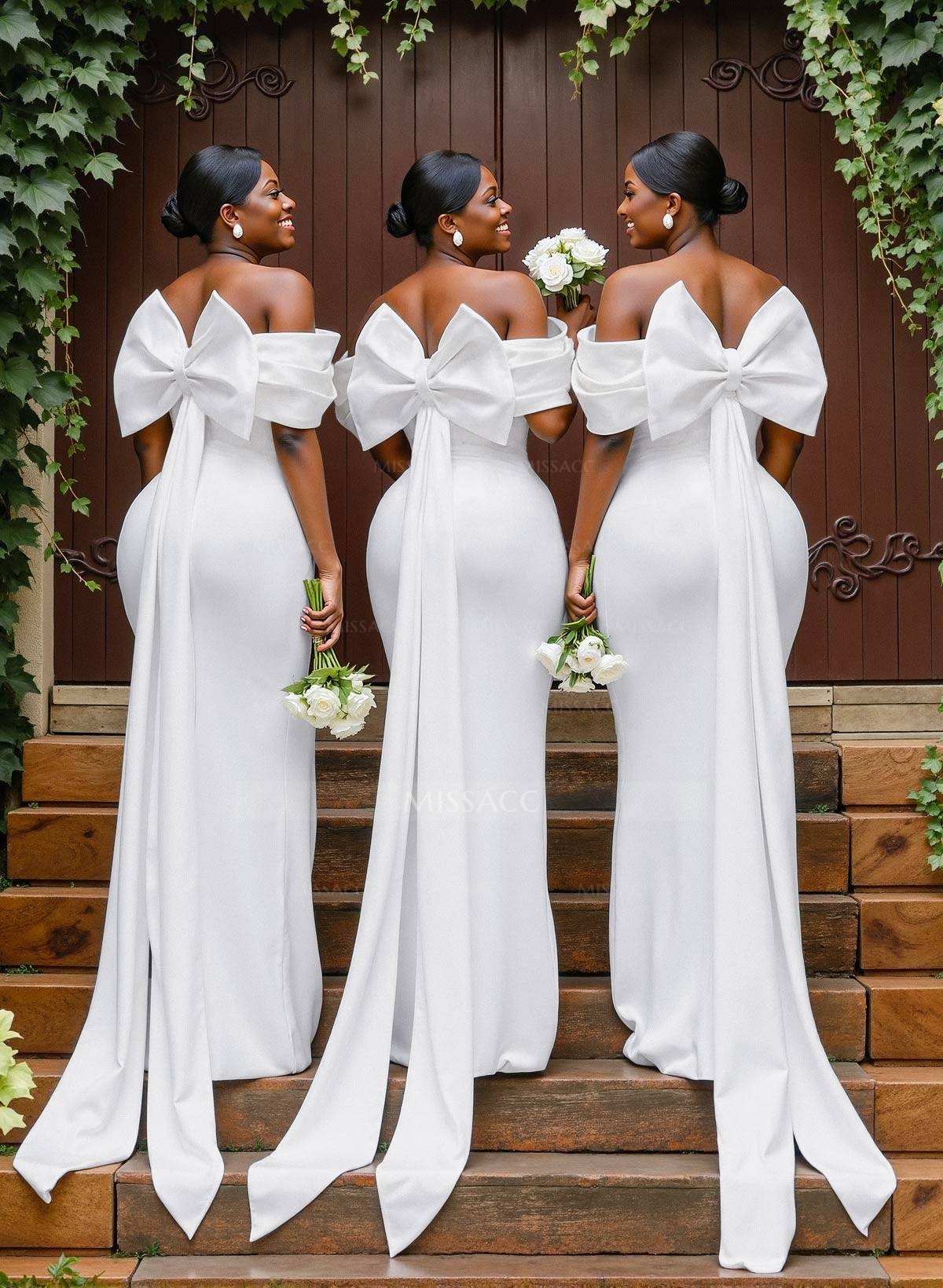 Sheath/Column Off-The-Shoulder Sleeveless Floor-Length Elastic Satin Bridesmaid Dresses