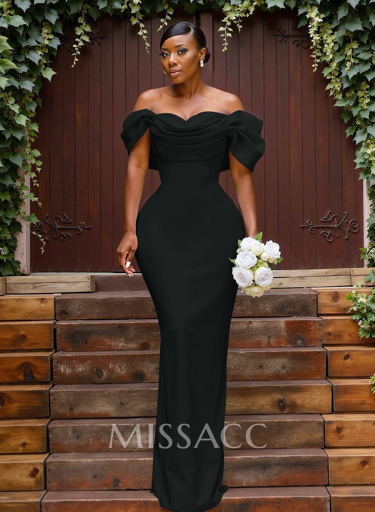 Sheath/Column Off-The-Shoulder Sleeveless Floor-Length Elastic Satin Bridesmaid Dresses
