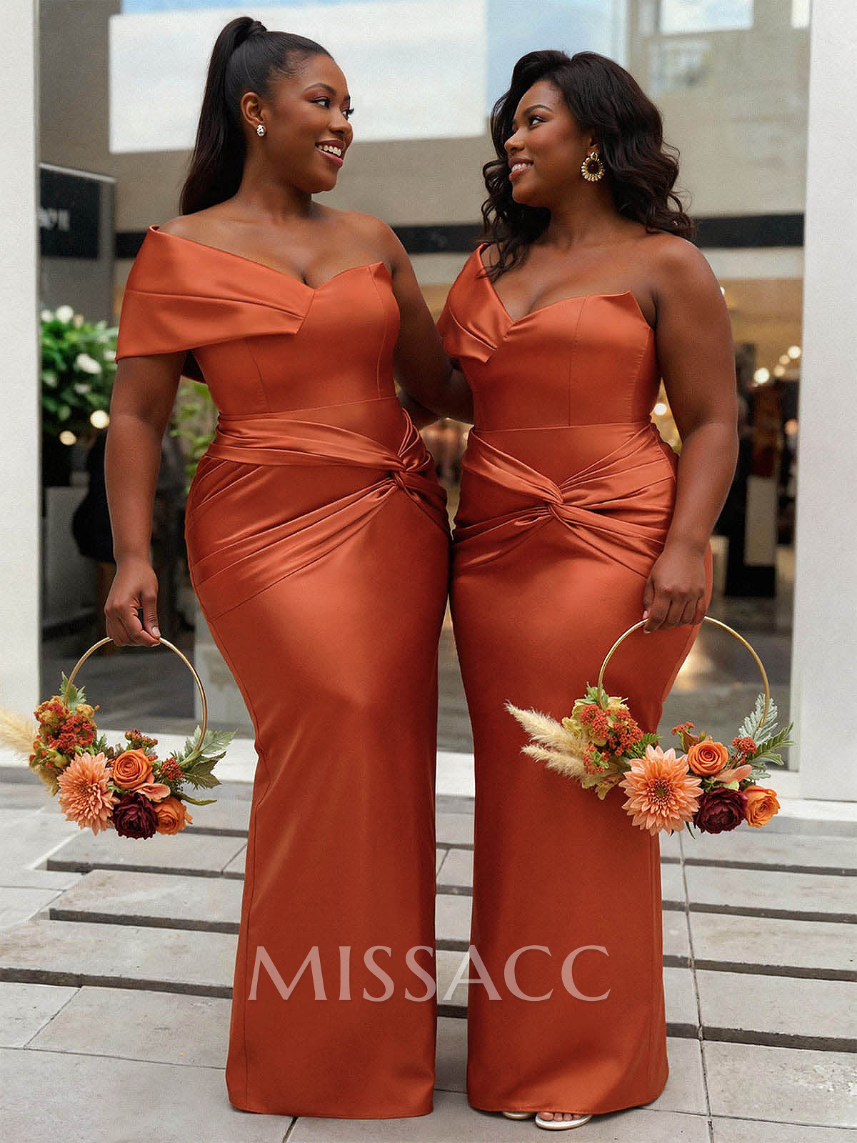 Sheath/Column One-Shoulder Sleeveless Floor-Length Satin Bridesmaid Dresses Sheath/Column One-Shoulder Sleeveless Floor-Length Satin Bridesmaid Dresses