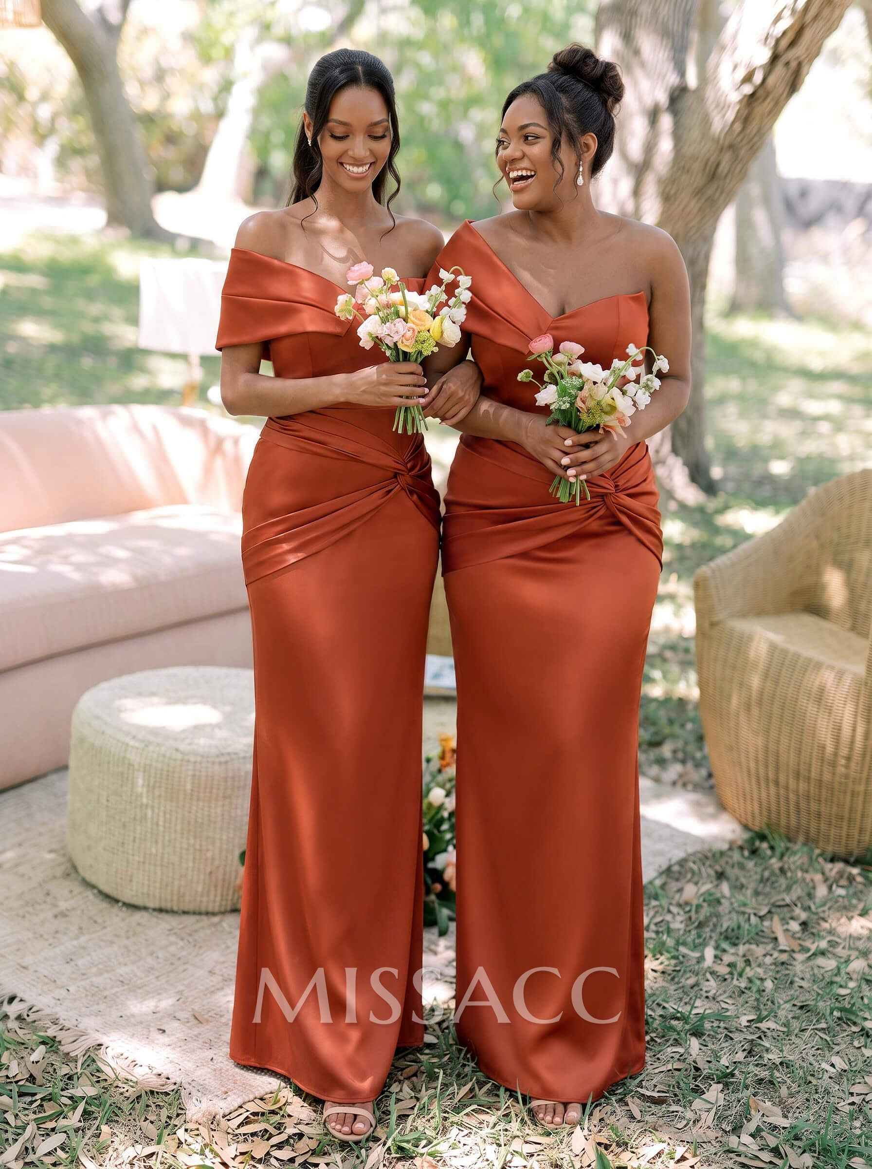 Sheath/Column One-Shoulder Sleeveless Floor-Length Satin Bridesmaid Dresses Sheath/Column One-Shoulder Sleeveless Floor-Length Satin Bridesmaid Dresses