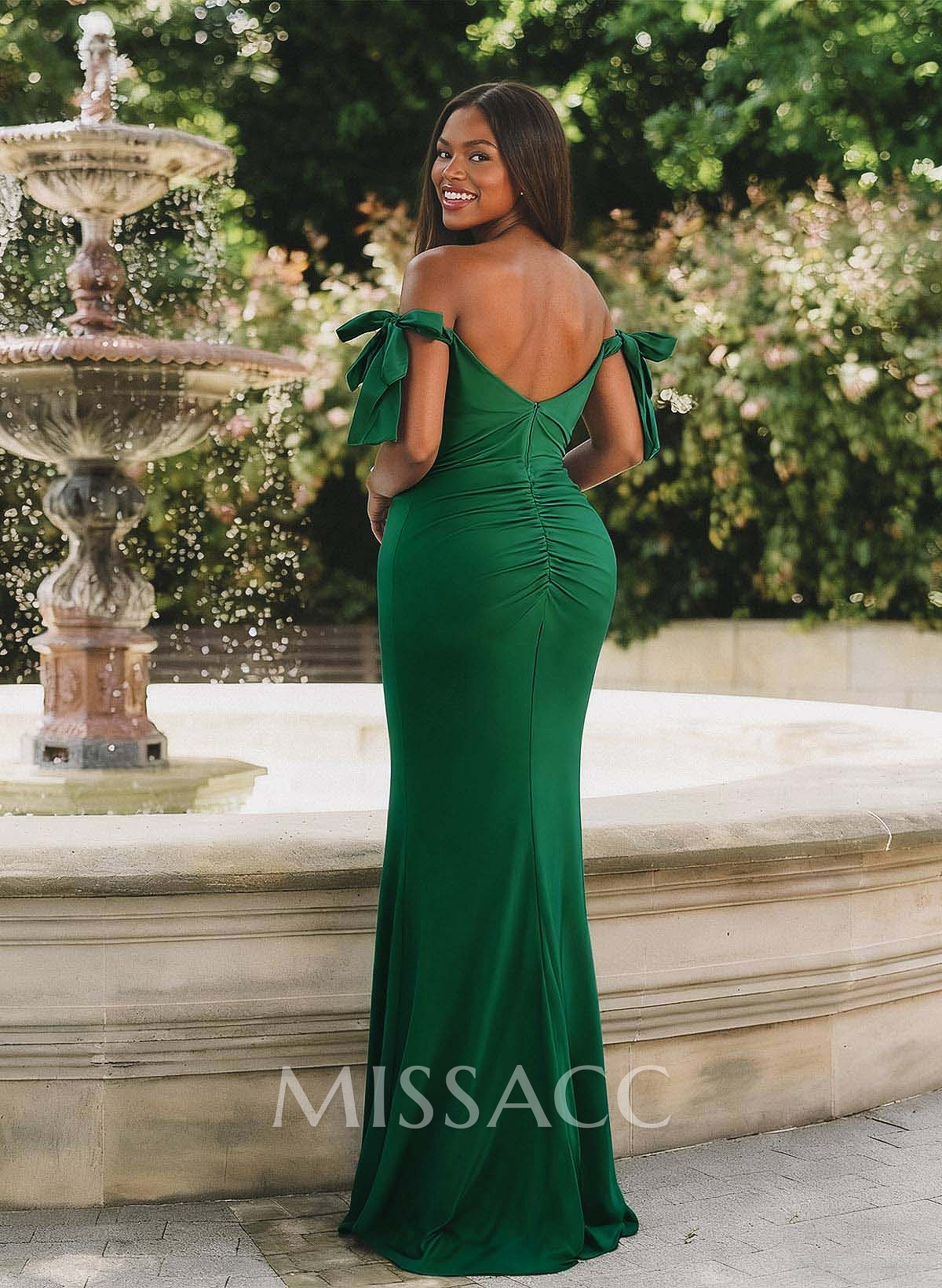 Trumpet Mermaid Off-The-Shoulder Sleeveless Floor-Length Stretch Satin Bridesmaid Dresses With High Split