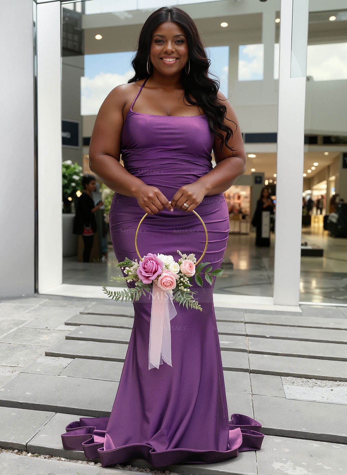 Trumpet Mermaid Off-The-Shoulder Sleeveless Court Train Jersey Bridesmaid Dresses