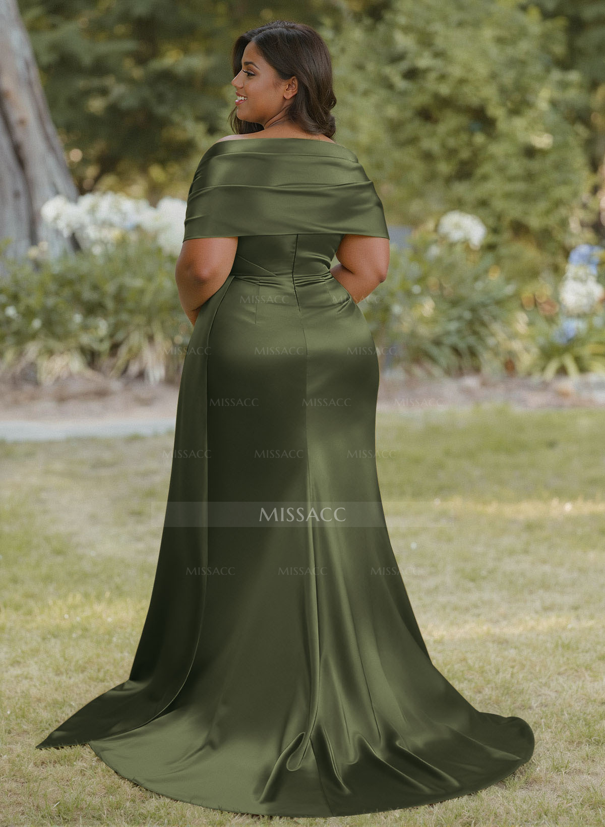 Trumpet Mermaid Sweetheart Cape Sleeves Sweep Train Silk Like Satin Bridesmaid Dresses With Sweeping Side Drape