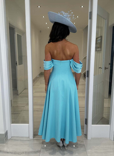 A-Line Off-The-Shoulder Ankle-Length Matte Satin Cocktail Dresses