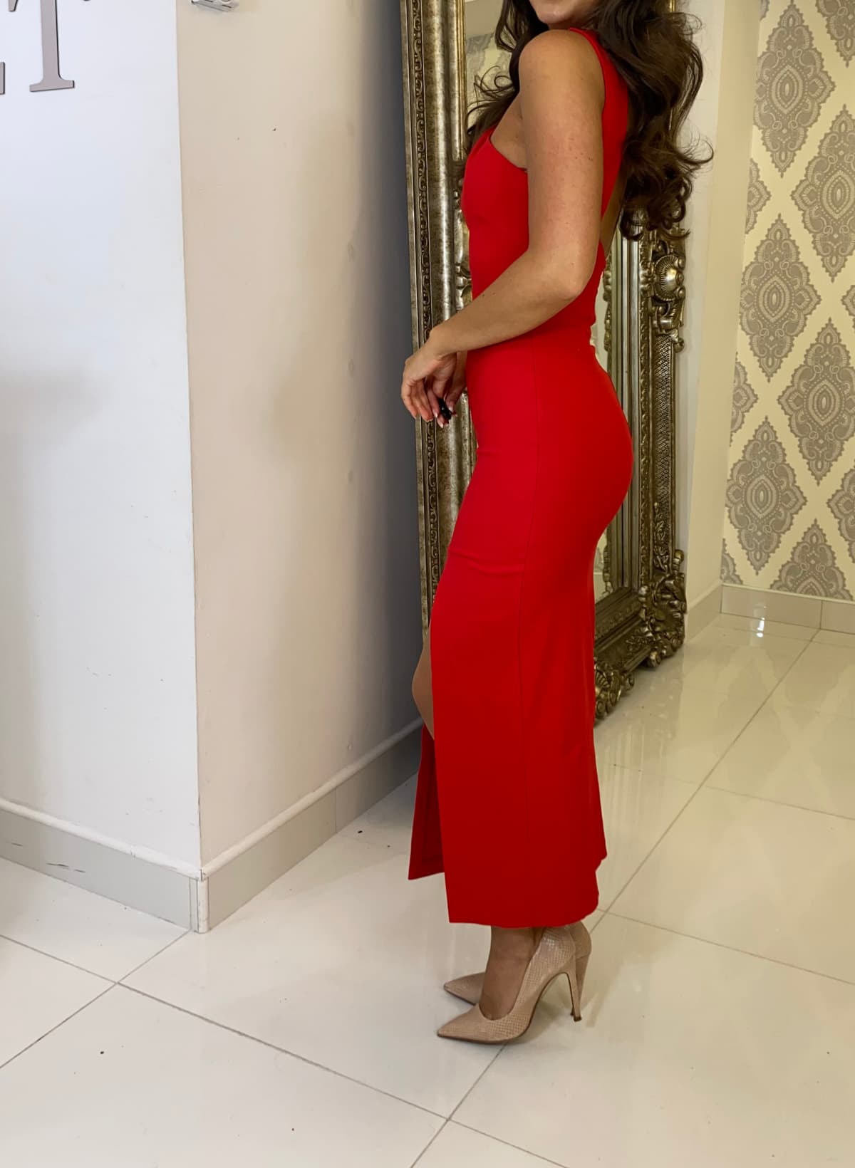 Sheath/Column Halter Sleeveless Ankle-Length Elastic Satin Evening Dresses With Split Front