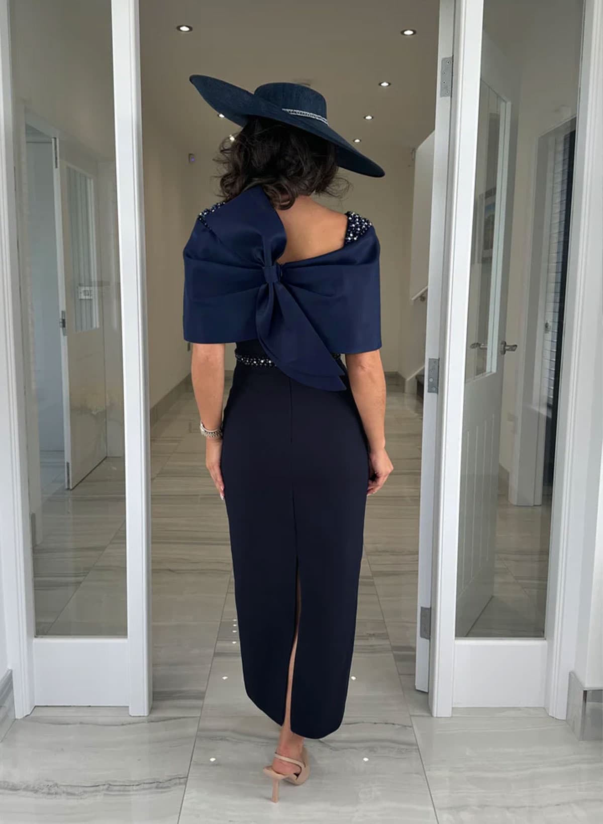 Sheath/Column Off-The-Shoulder Sleeveless Ankle-Length Satin/Elastic Satin Evening Dresses With Back Slit