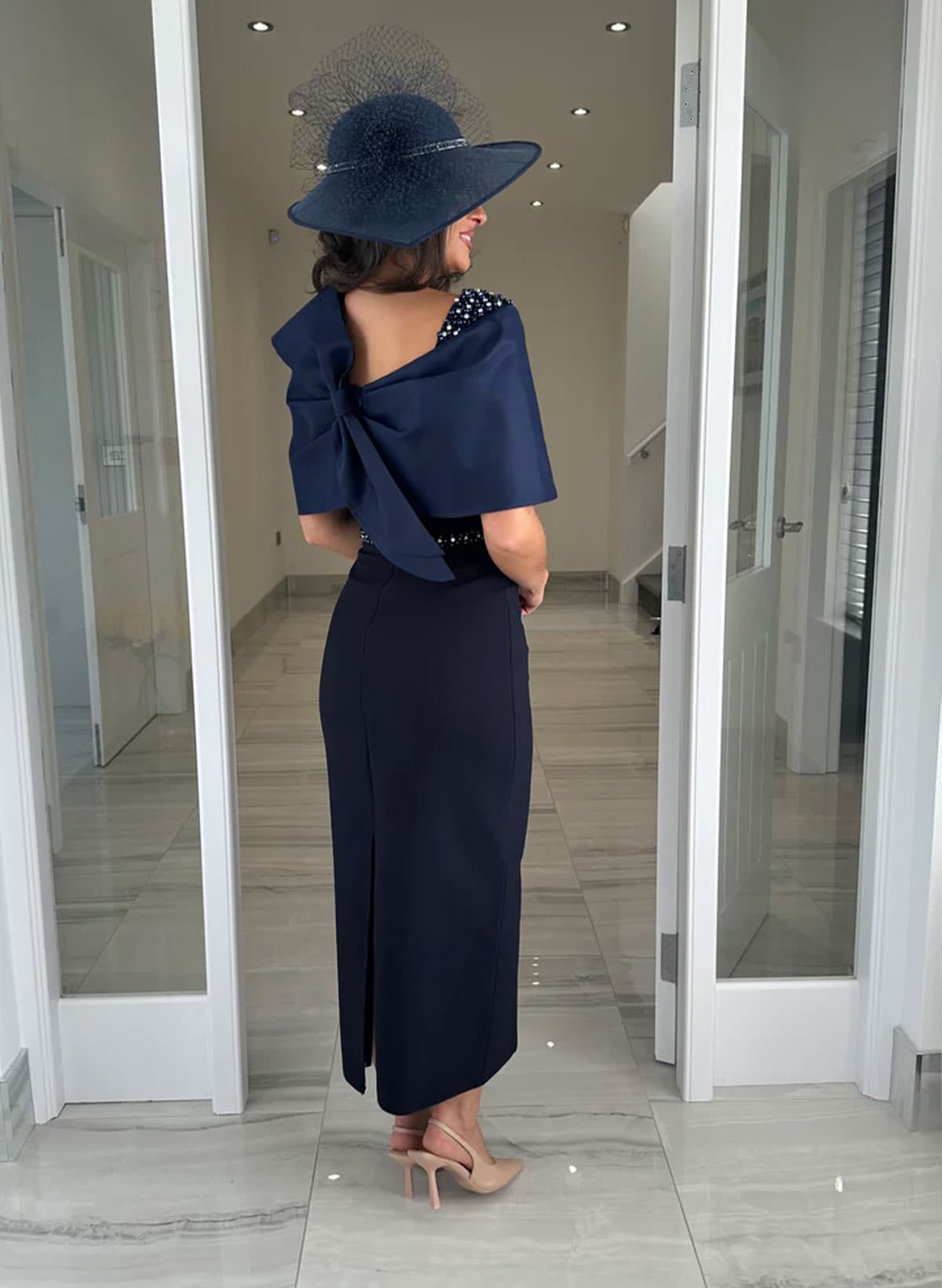 Sheath/Column Off-The-Shoulder Sleeveless Ankle-Length Satin/Elastic Satin Evening Dresses With Back Slit