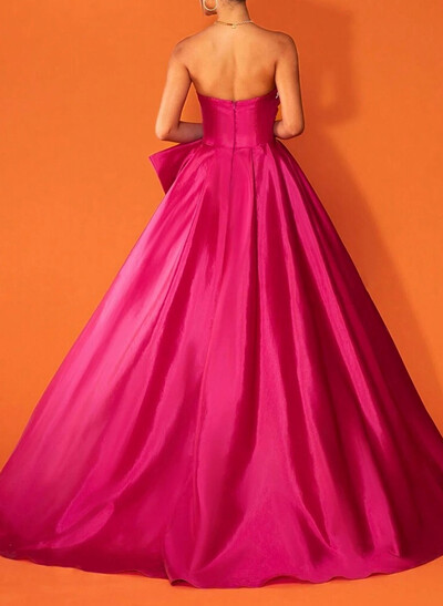 Elegant Sleeveless Sweep Train Taffeta Evening Dresses With Bow(s)/Sequins/High Split/Overskirt Dress
