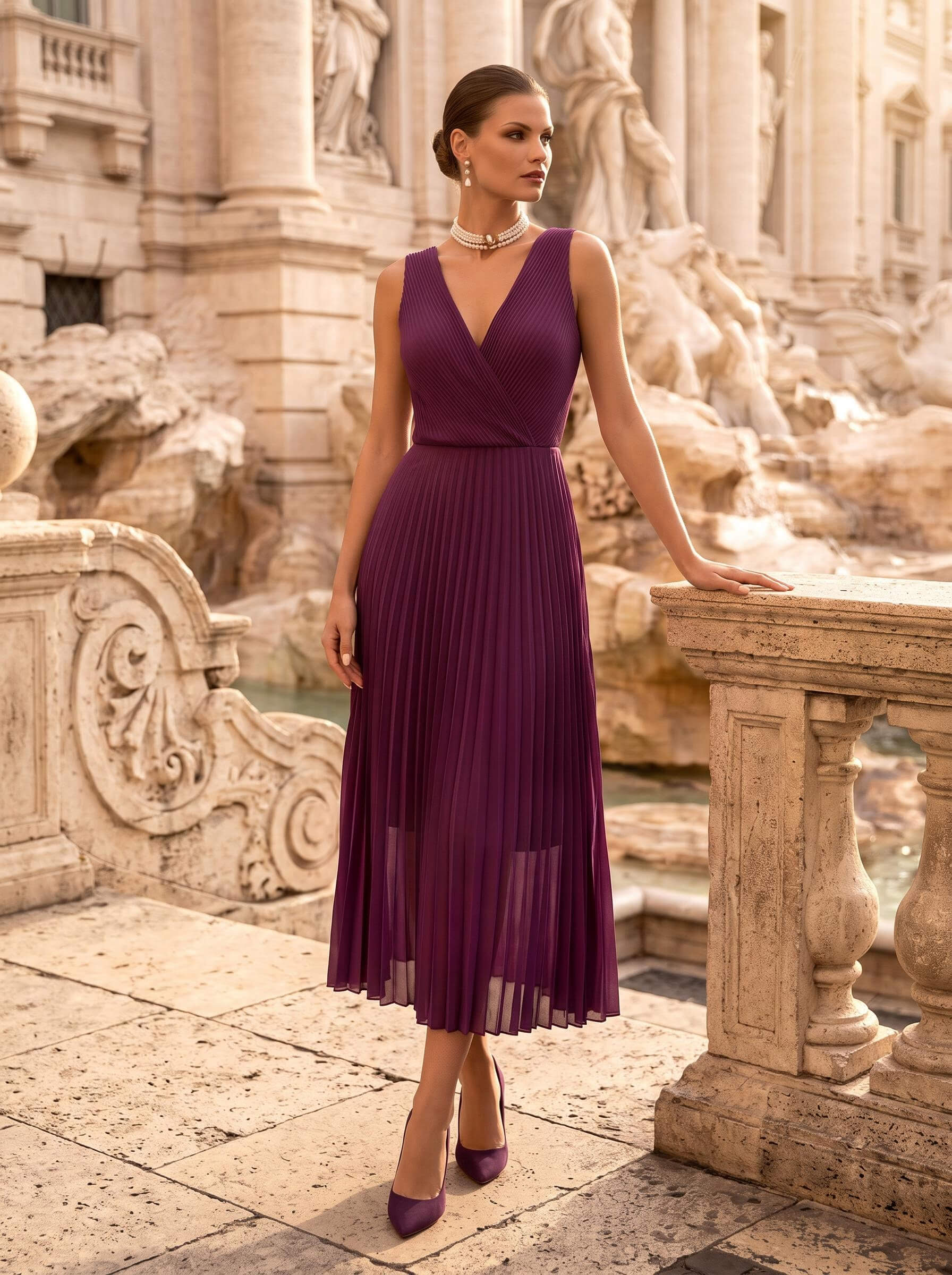 A-Line V-Neck Sleeveless Ankle-Length Chiffon Evening Dresses With Pleated A-Line V-Neck Sleeveless Ankle-Length Chiffon Evening Dresses With Pleated