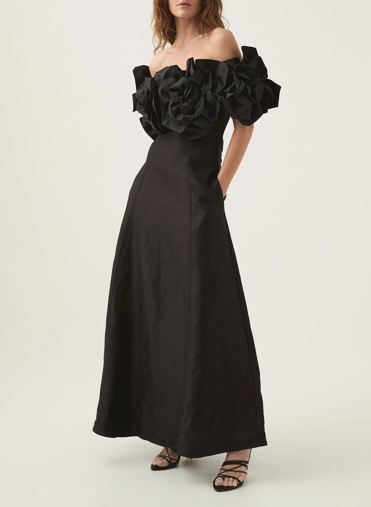 Elegant Off-The-Shoulder A-Line Floor-Length Elastic Satin Evening Dresses With Flower(s)