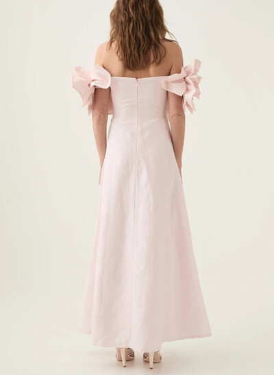 Elegant Off-The-Shoulder A-Line Floor-Length Taffeta Evening Dresses With Flower(s)