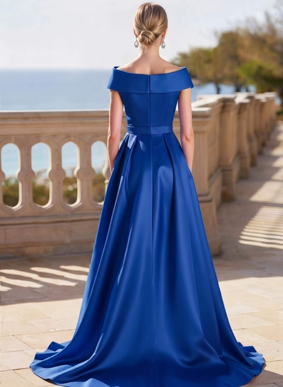 Elegant Off-The-Shoulder Sleeveless Detachable Satin Mother Of The Bride Dresses With Bow(s)