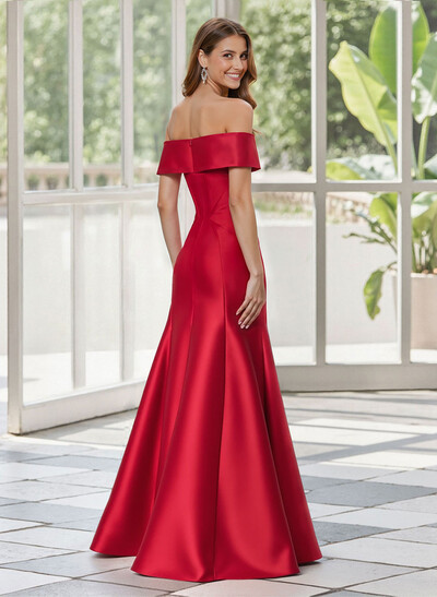 Trumpet/Mermaid Off-The-Shoulder Floor-Length Satin Mother Of The Bride Dresses