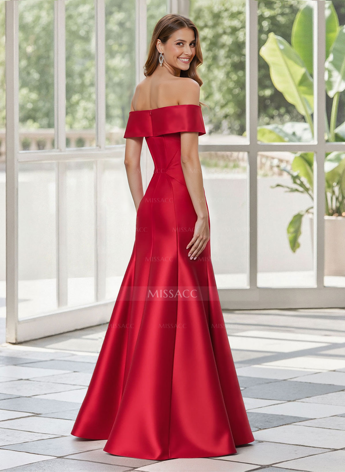 Trumpet/Mermaid Off-The-Shoulder Floor-Length Satin Mother Of The Bride Dresses