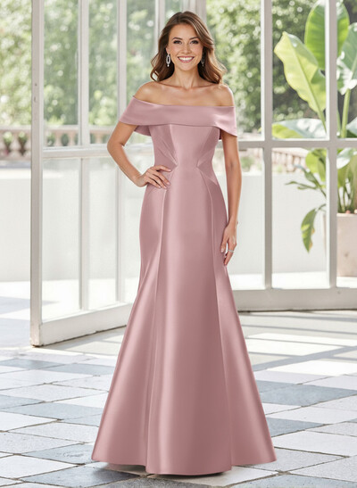 Trumpet/Mermaid Off-The-Shoulder Floor-Length Satin Mother Of The Bride Dresses