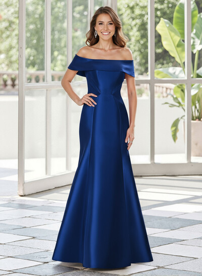 Trumpet/Mermaid Off-The-Shoulder Floor-Length Satin Mother Of The Bride Dresses