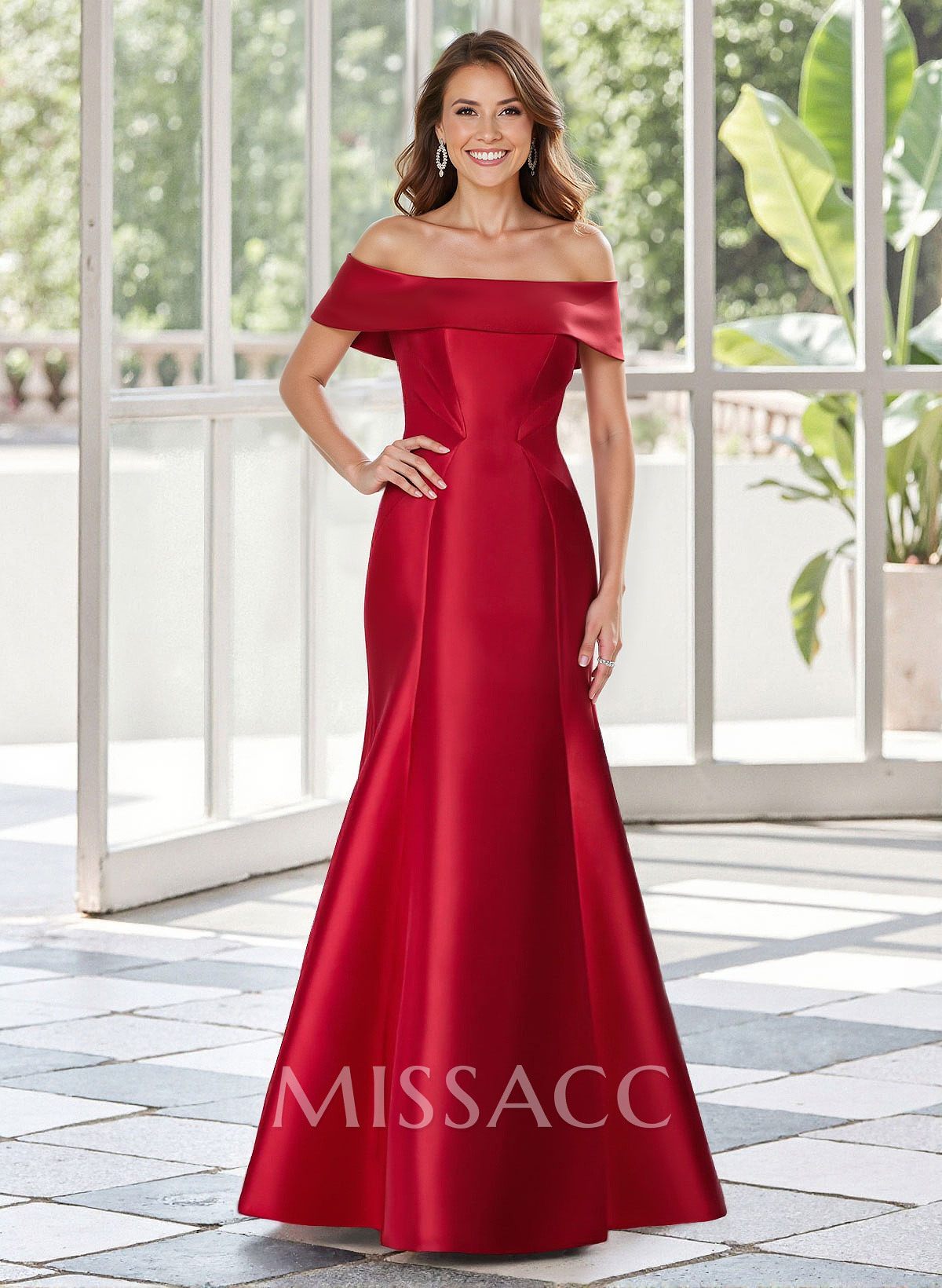 Trumpet/Mermaid Off-The-Shoulder Floor-Length Satin Mother Of The Bride Dresses