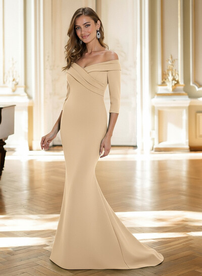 Trumpet/Mermaid Off-The-Shoulder Sweep Train Elastic Satin Mother Of The Bride Dresses