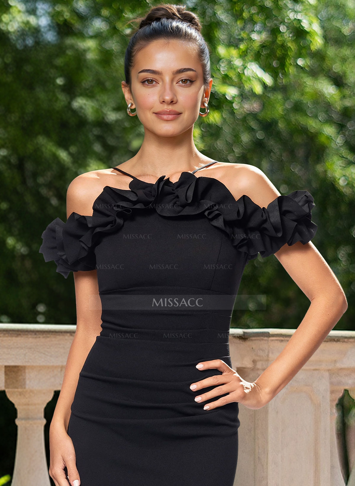 Sheath/Column Off-The-Shoulder Sleeveless Floor-Length Elastic Satin Mother Of The Bride Dresses With Shoulder Ruffle