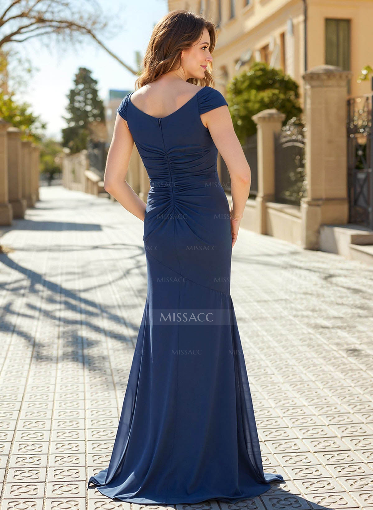 Trumpet/Mermaid V-Neck Sleeveless Floor-Length Chiffon Mother Of The Bride Dresses