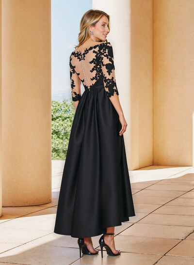 A-Line V-Neck 3/4 Sleeves Asymmetrical Lace Mother Of The Bride Dresses