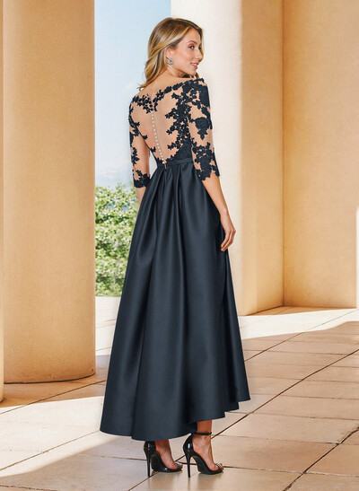 A-Line V-Neck 3/4 Sleeves Asymmetrical Lace Mother Of The Bride Dresses